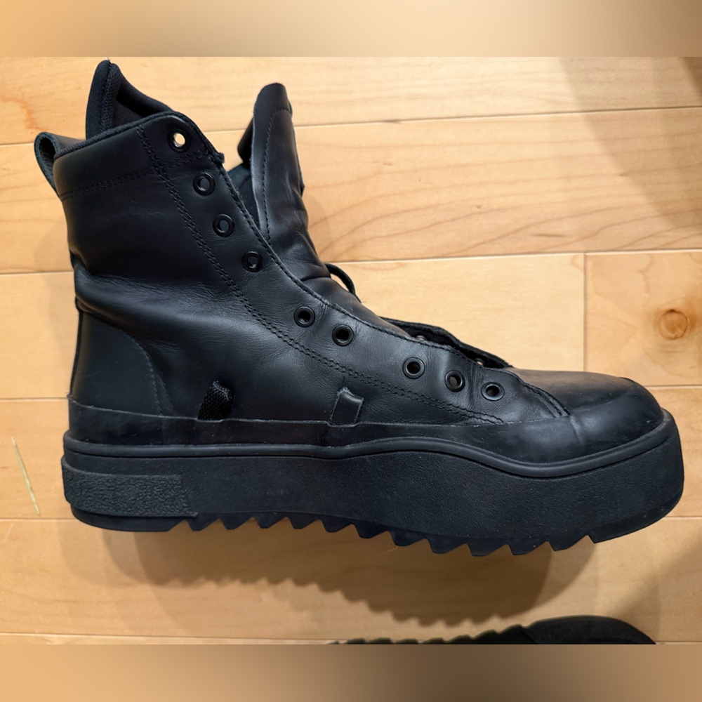 DIESEL Black Leather Platform High-Top Sneaker Boots